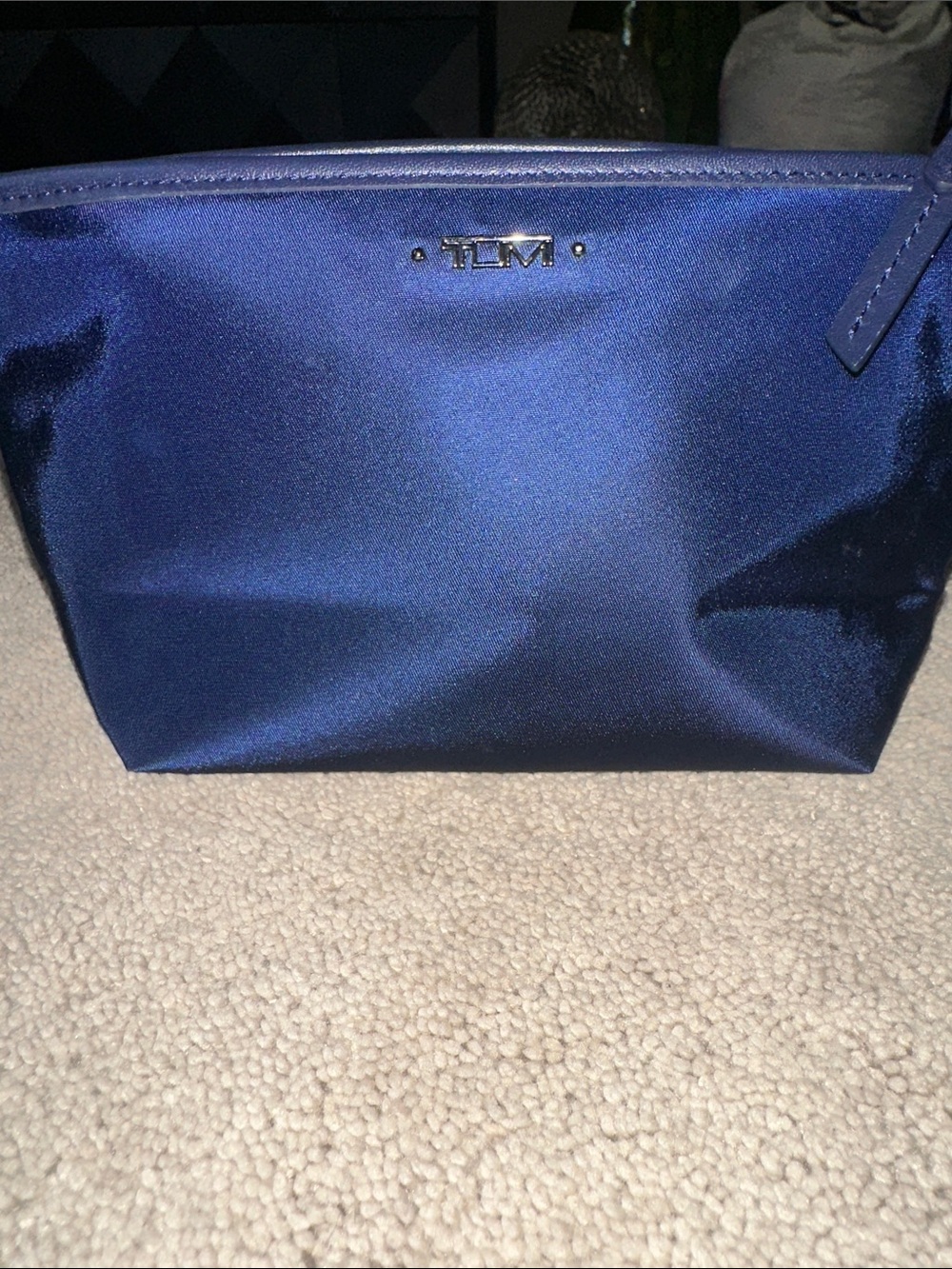 Tumi Satin Cosmetic/Toiletry Pouch in Navy Blue